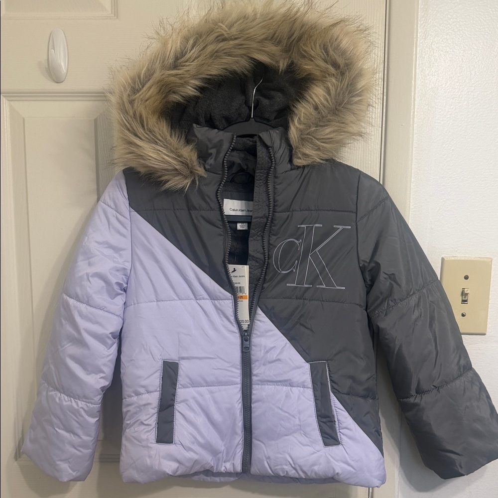 Calvin Klein Kids' Gray and Purple Puffer Jacket